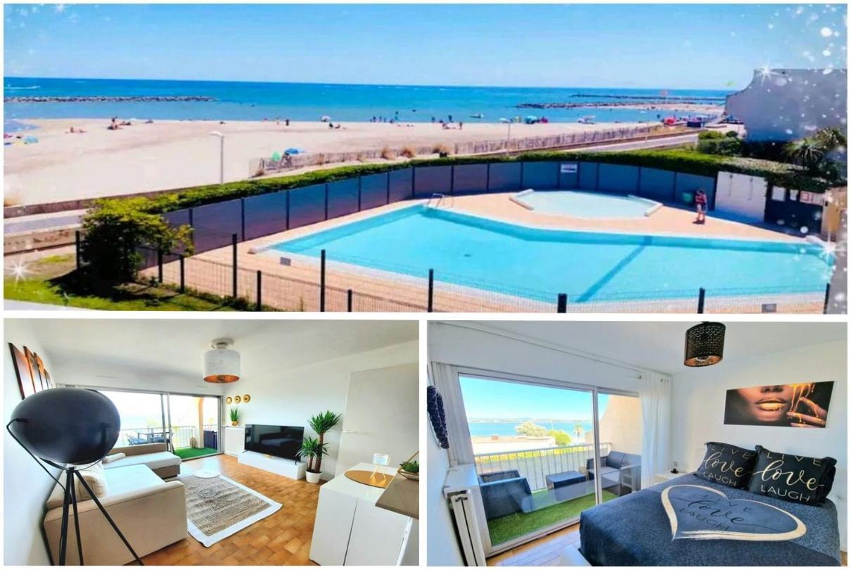 Appartement 1Ere Ligne Piscine Terrasse Au Bord De La Plage Front De Mer Avec 6 Velos Palavas-les-Flots Exterior photo